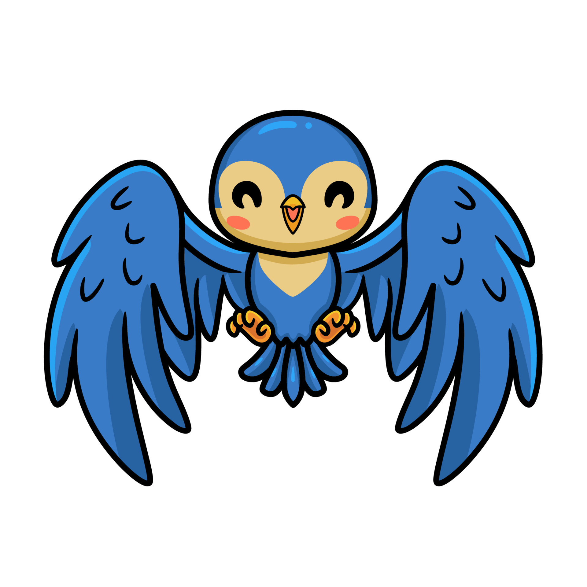 Cute little blue bird cartoon flying 11953933 Vector Art at Vecteezy