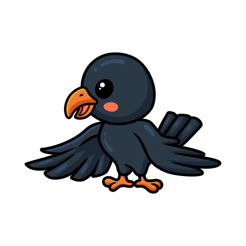 Cute little crow cartoon standing vector