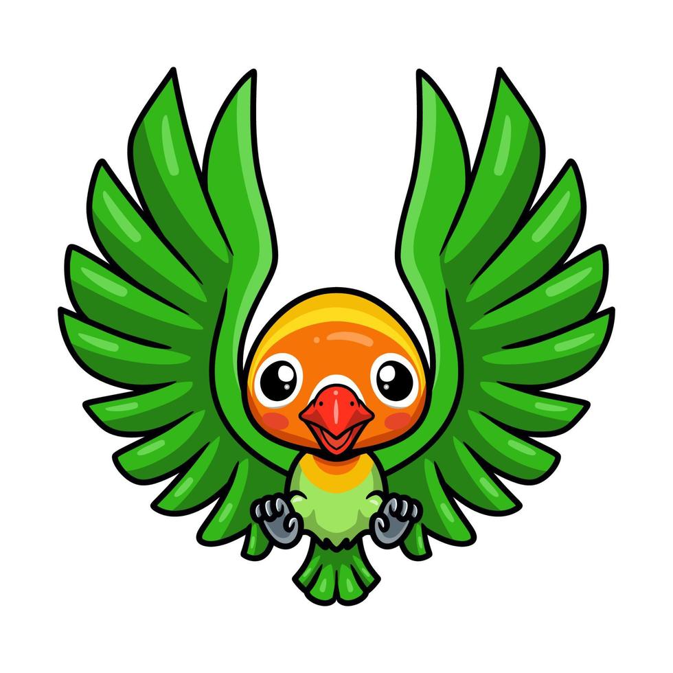 Cute little parrot cartoon flying vector