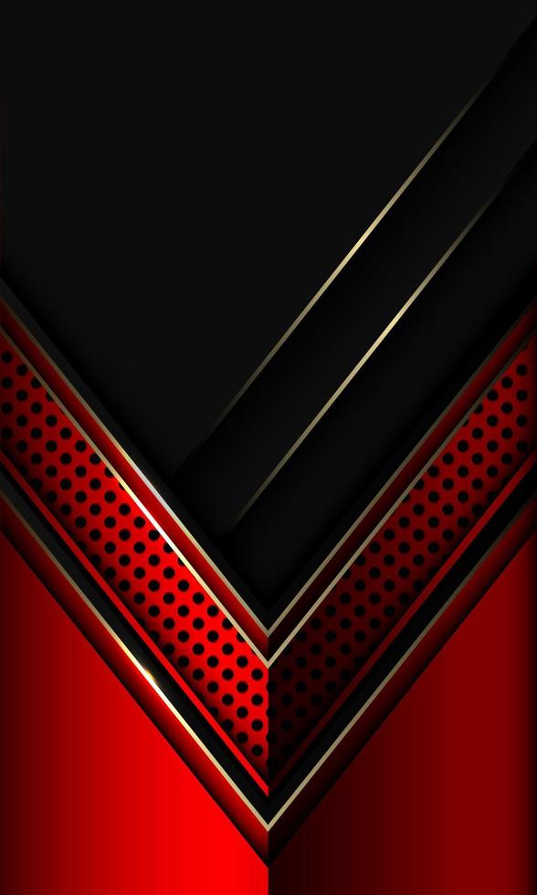 Abstract gold light line red metallic arrow direction circle mesh on grey shadow design modern luxury futuristic technology background vector