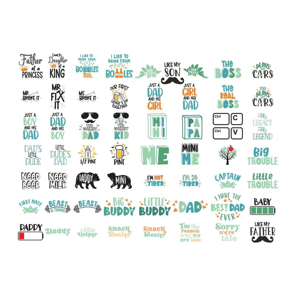Daddy and Me Typography set vector