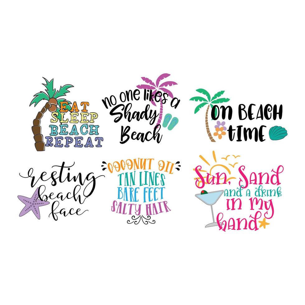 Beach Typography Vector Set