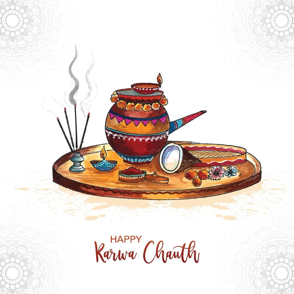 Happy karwa chauth festival greeting card background vector