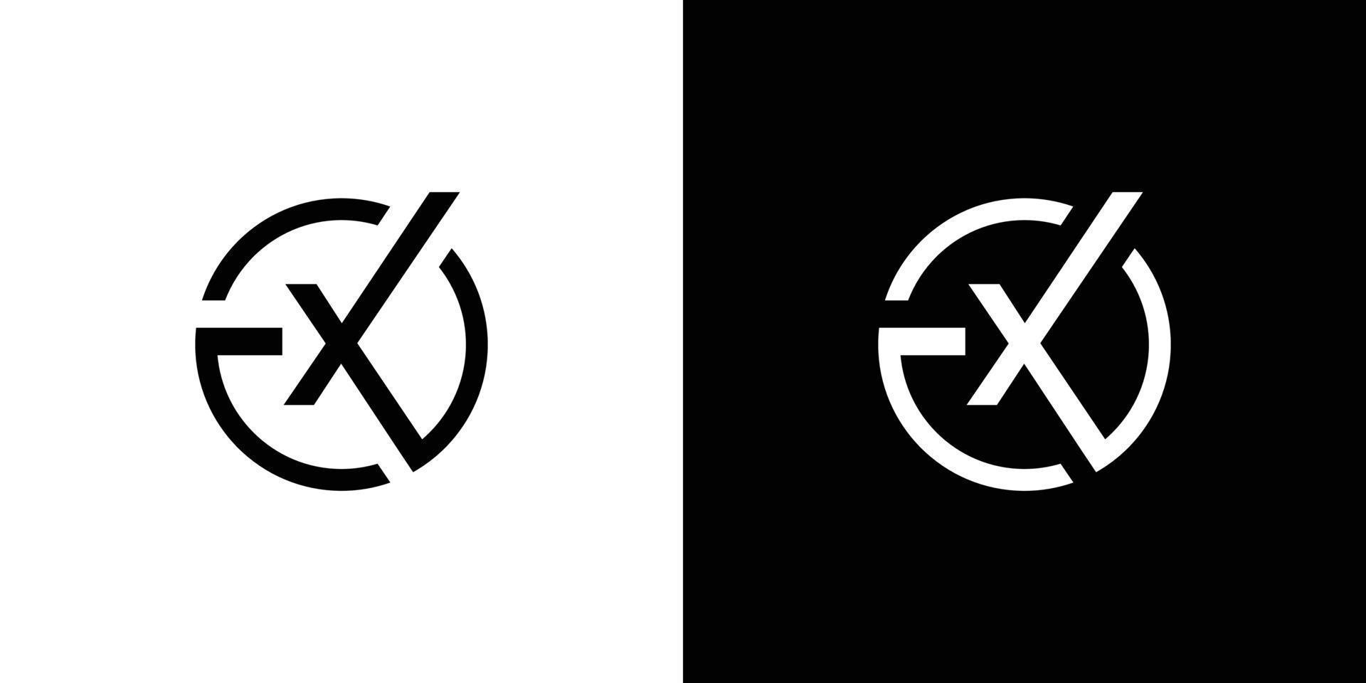 Modern and unique EX initial circle logo design abstract vector