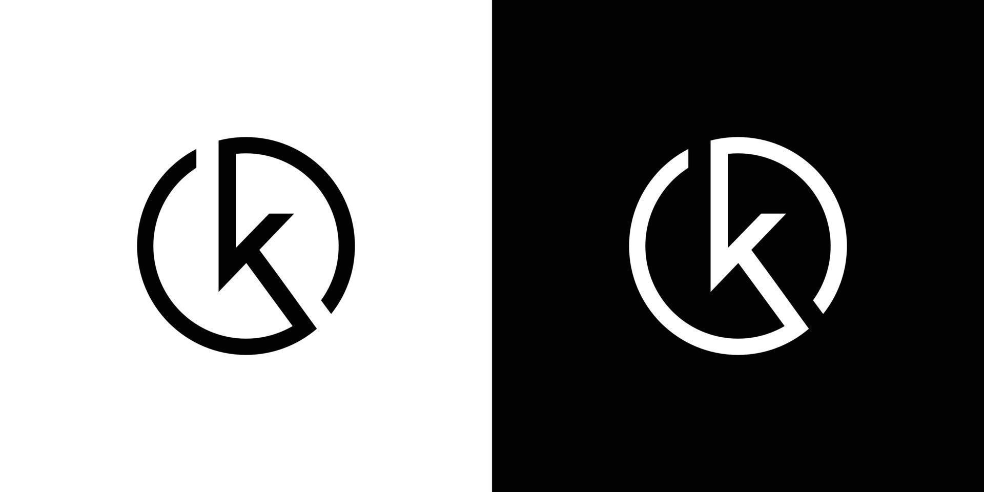 resumen de diseño de logotipo de círculo inicial k moderno y único vector