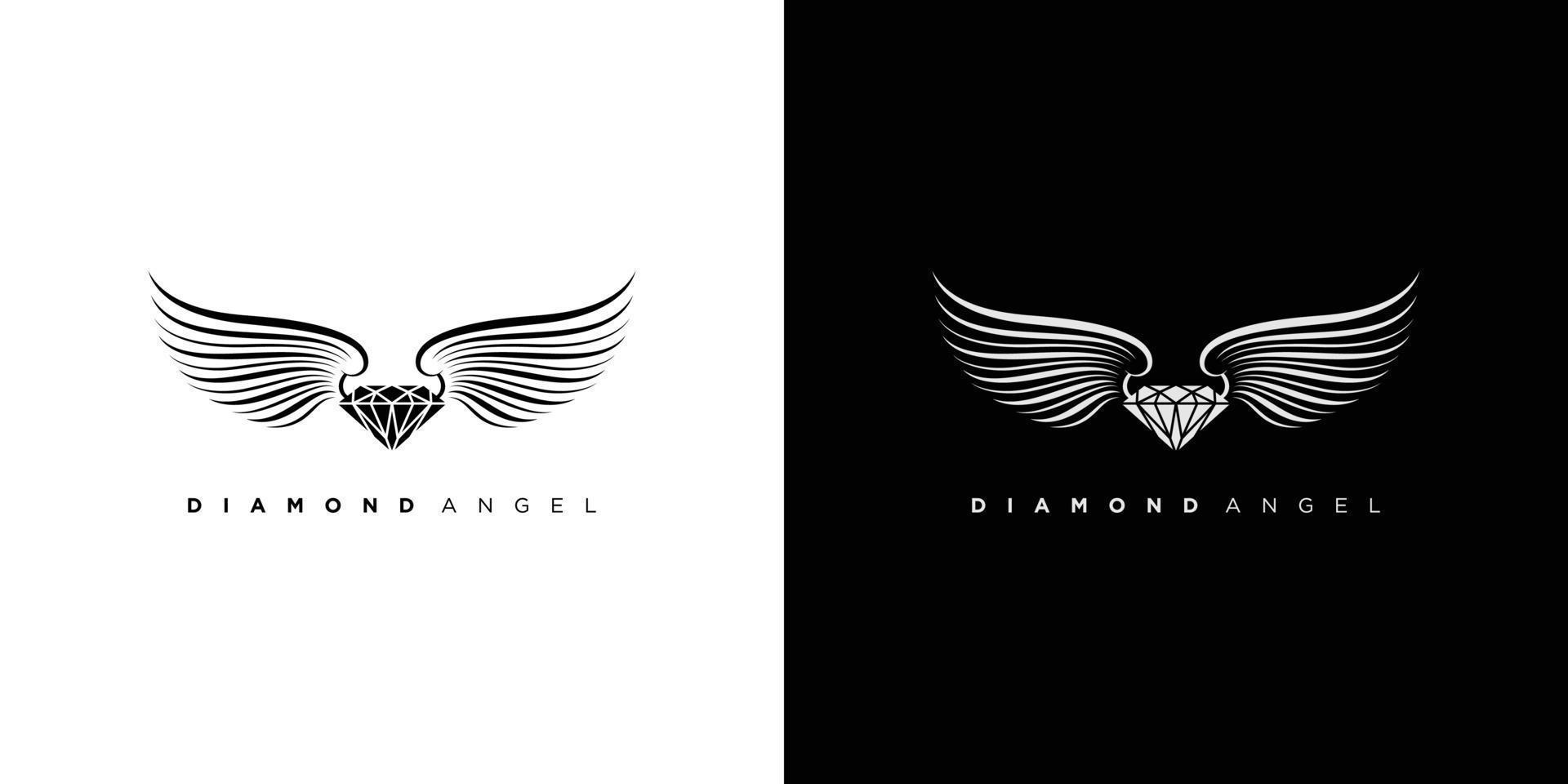 Modern and unique diamond angel logo design vector