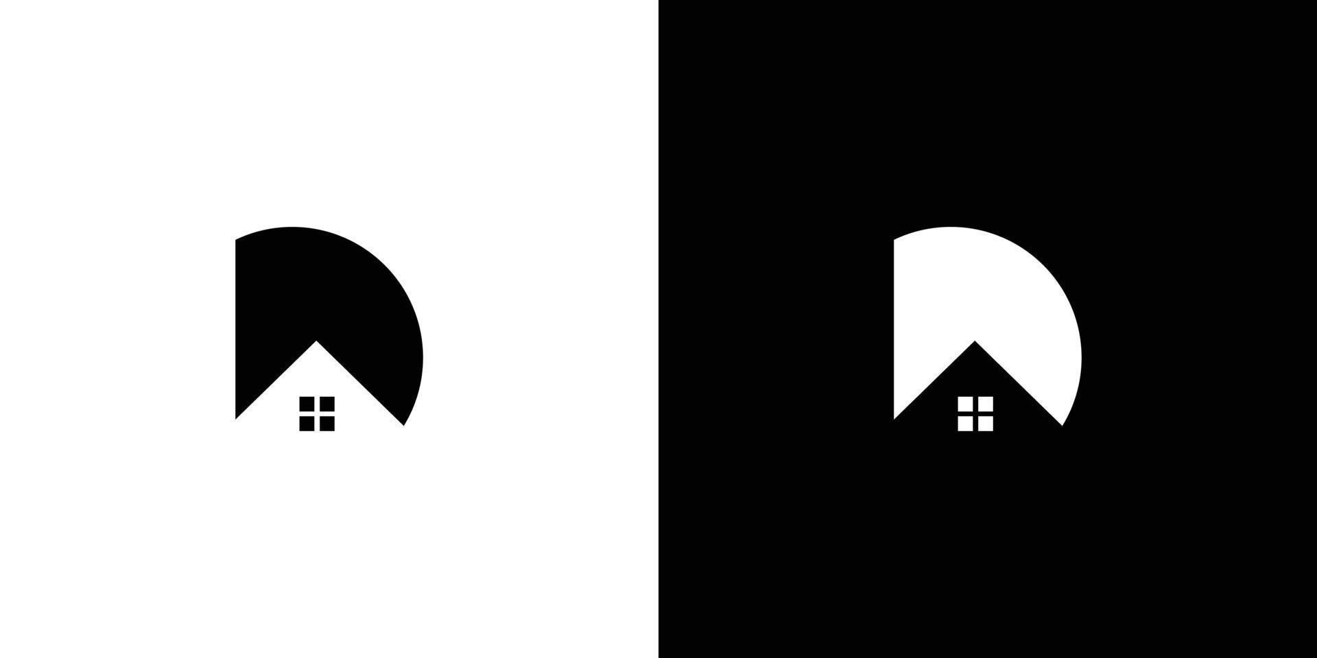 diseño moderno y simple del logotipo de la casa de las iniciales de la letra d vector