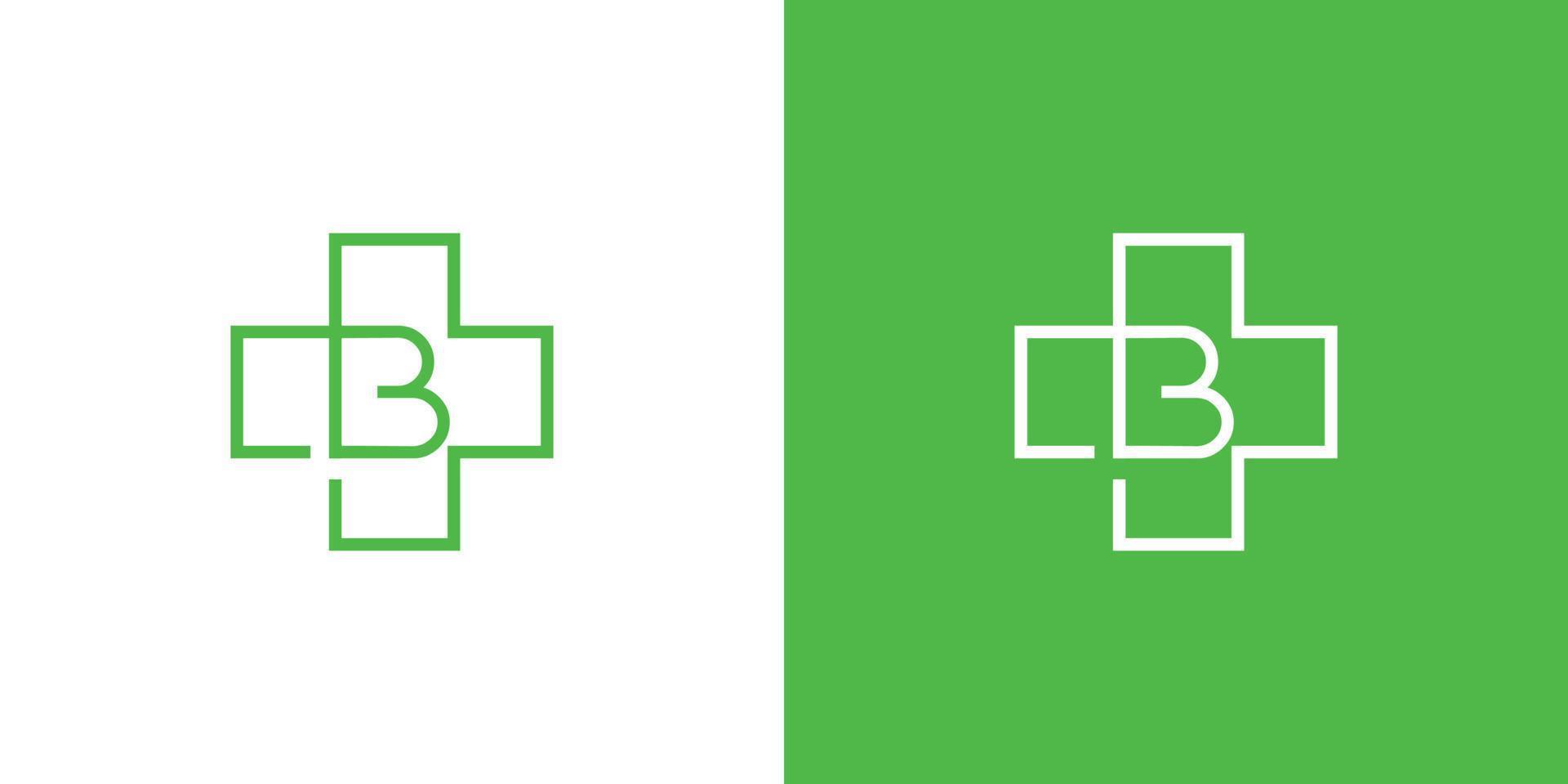 moderno y único diseño de logotipo médico inicial de letra b 2 vector