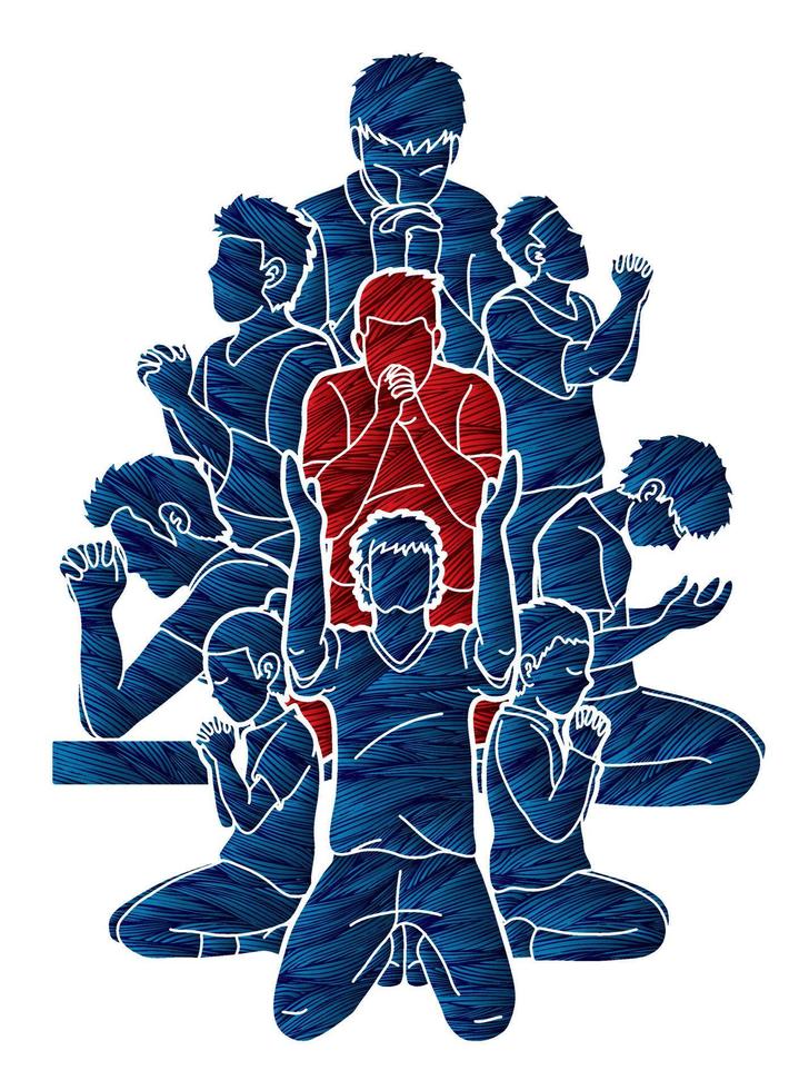 Group of People Pray Together vector