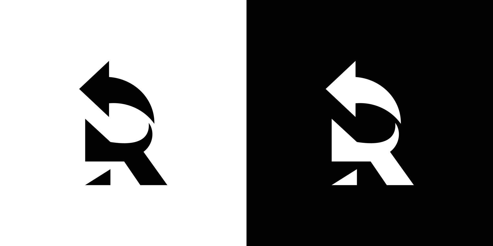Modern and cool letter R combination direction logo design vector
