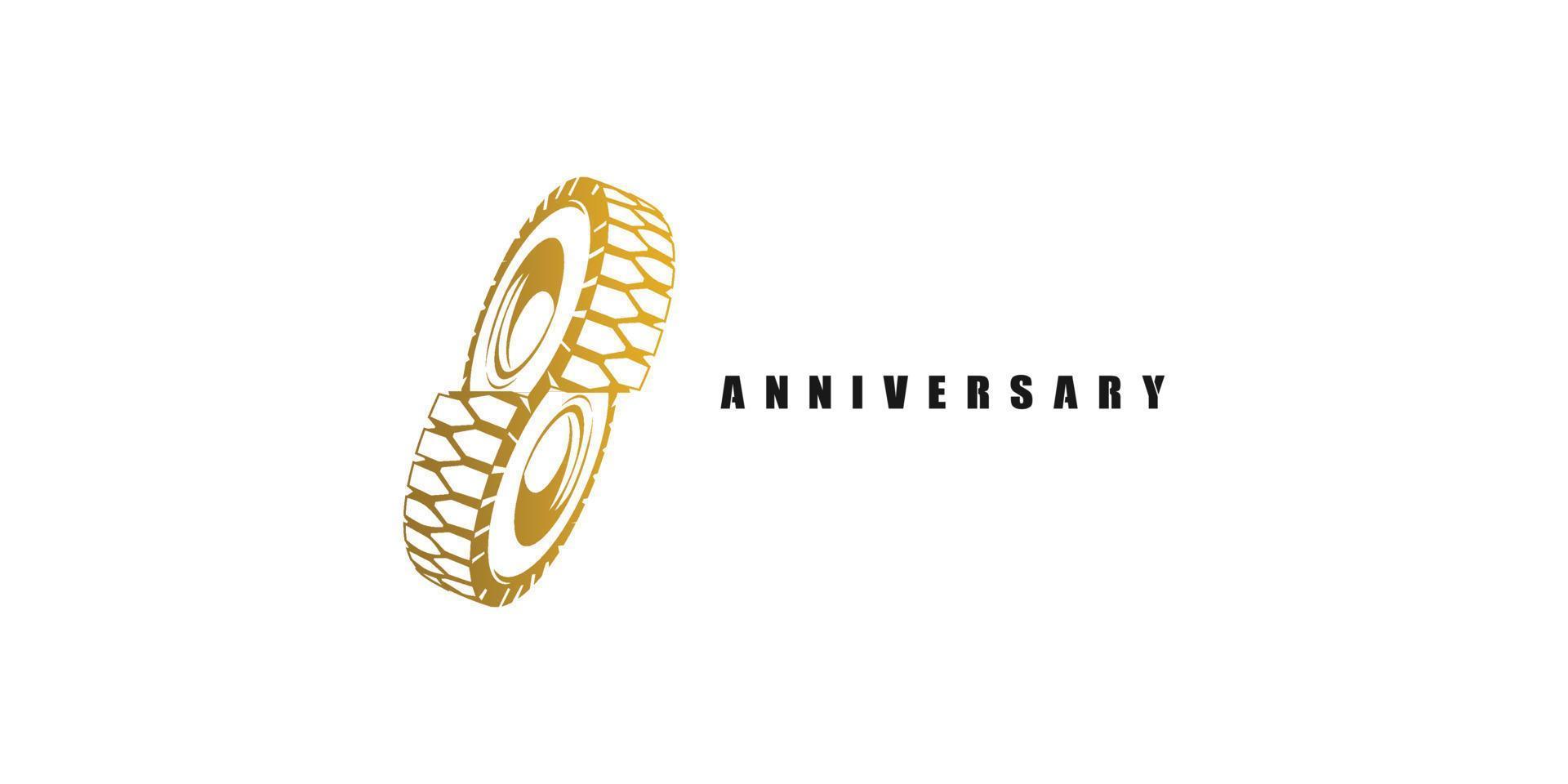 Logo design 8 years celebration of modern and professional tire business vector