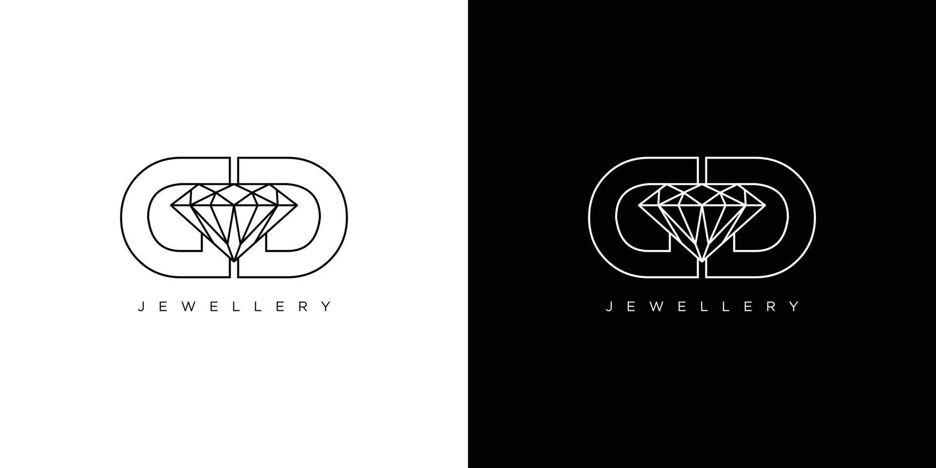 diseño de logotipo de diamante con gd inicial moderno y lujoso vector