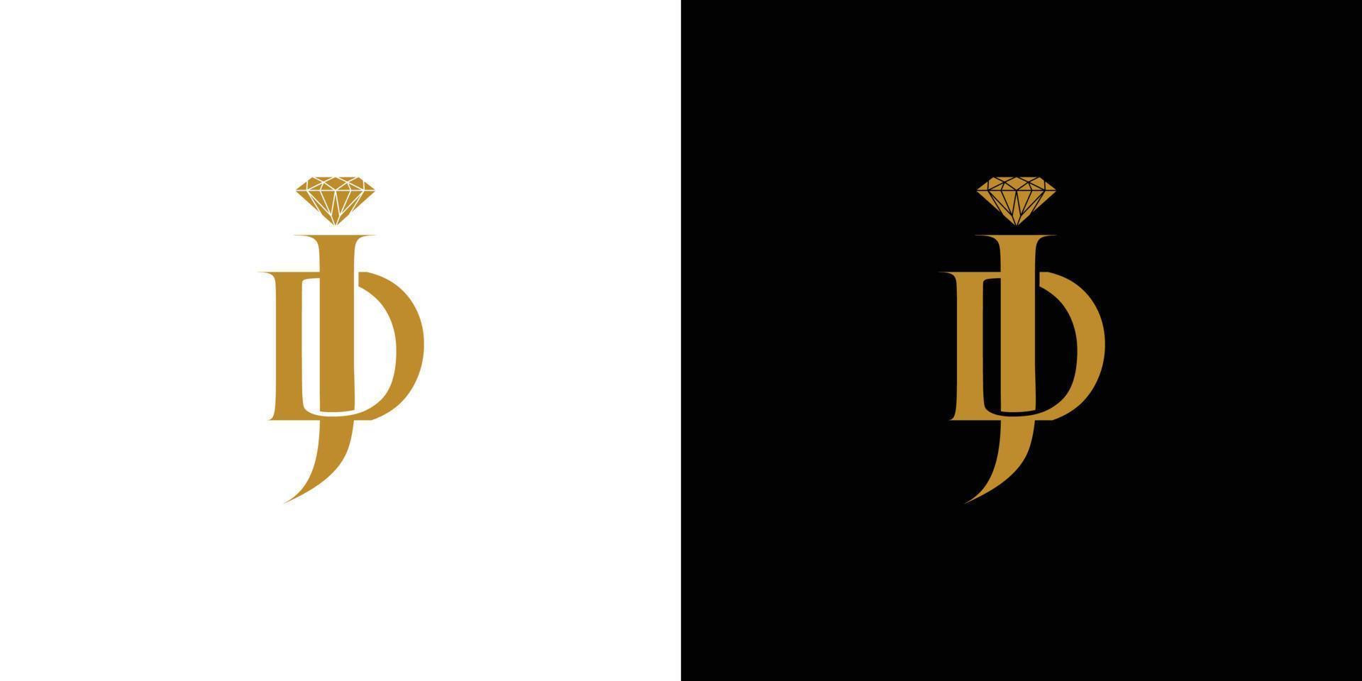 JD letter initials logo design combination of modern and luxury diamond symbol vector