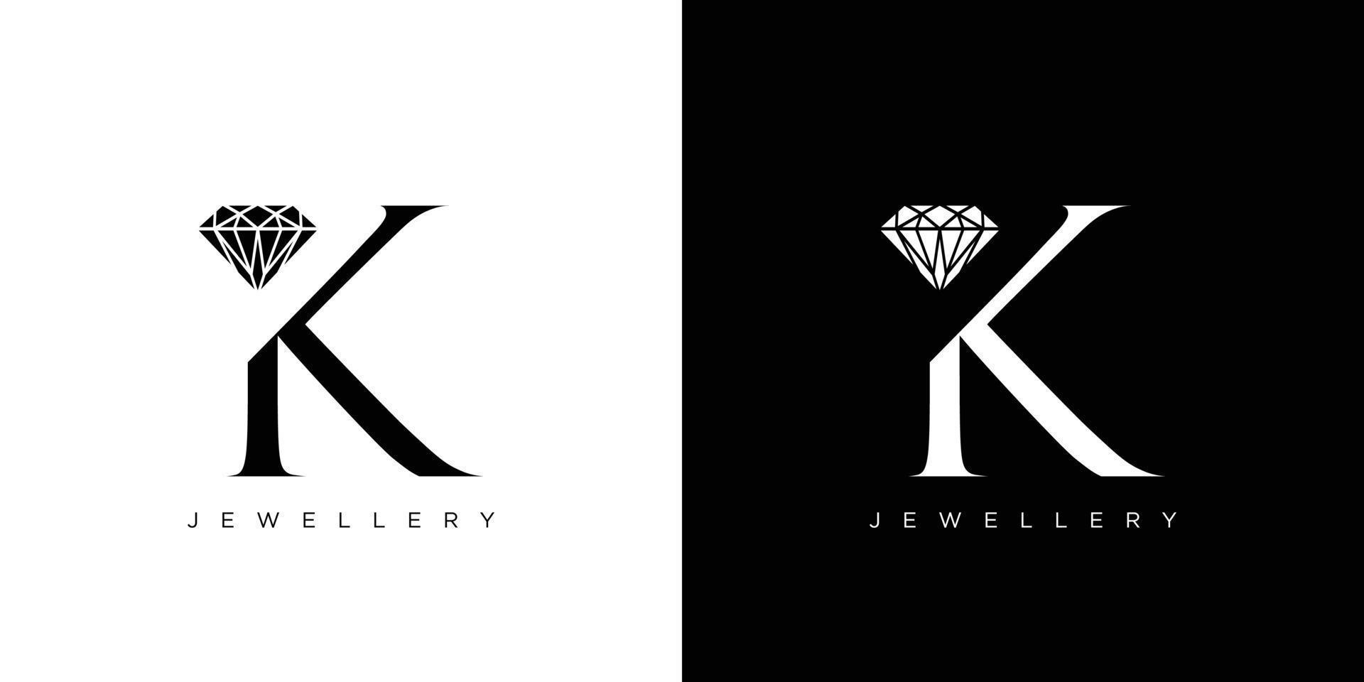 Diamond King logo design with initial K is modern and luxurious vector