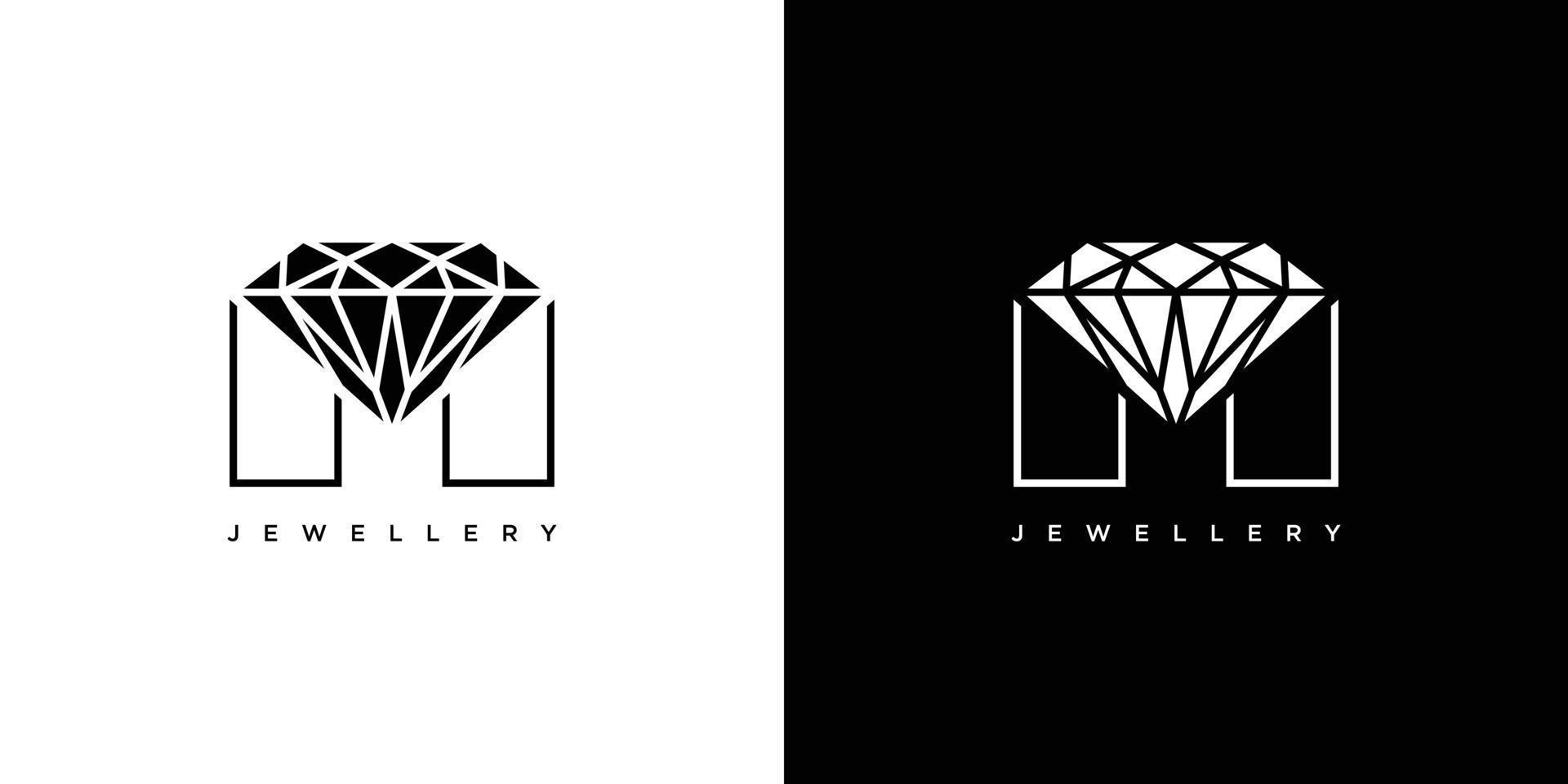 Diamond logo design with initial M modern and luxurious vector