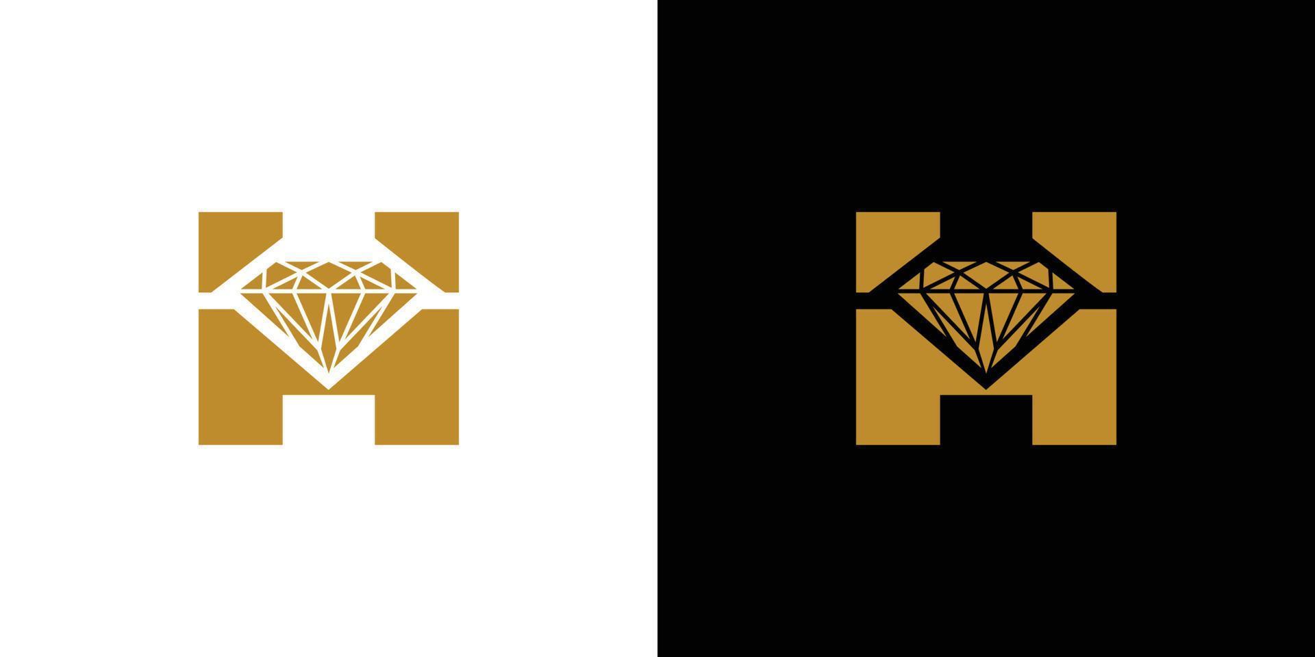 Diamond logo design with initial H modern and luxurious vector