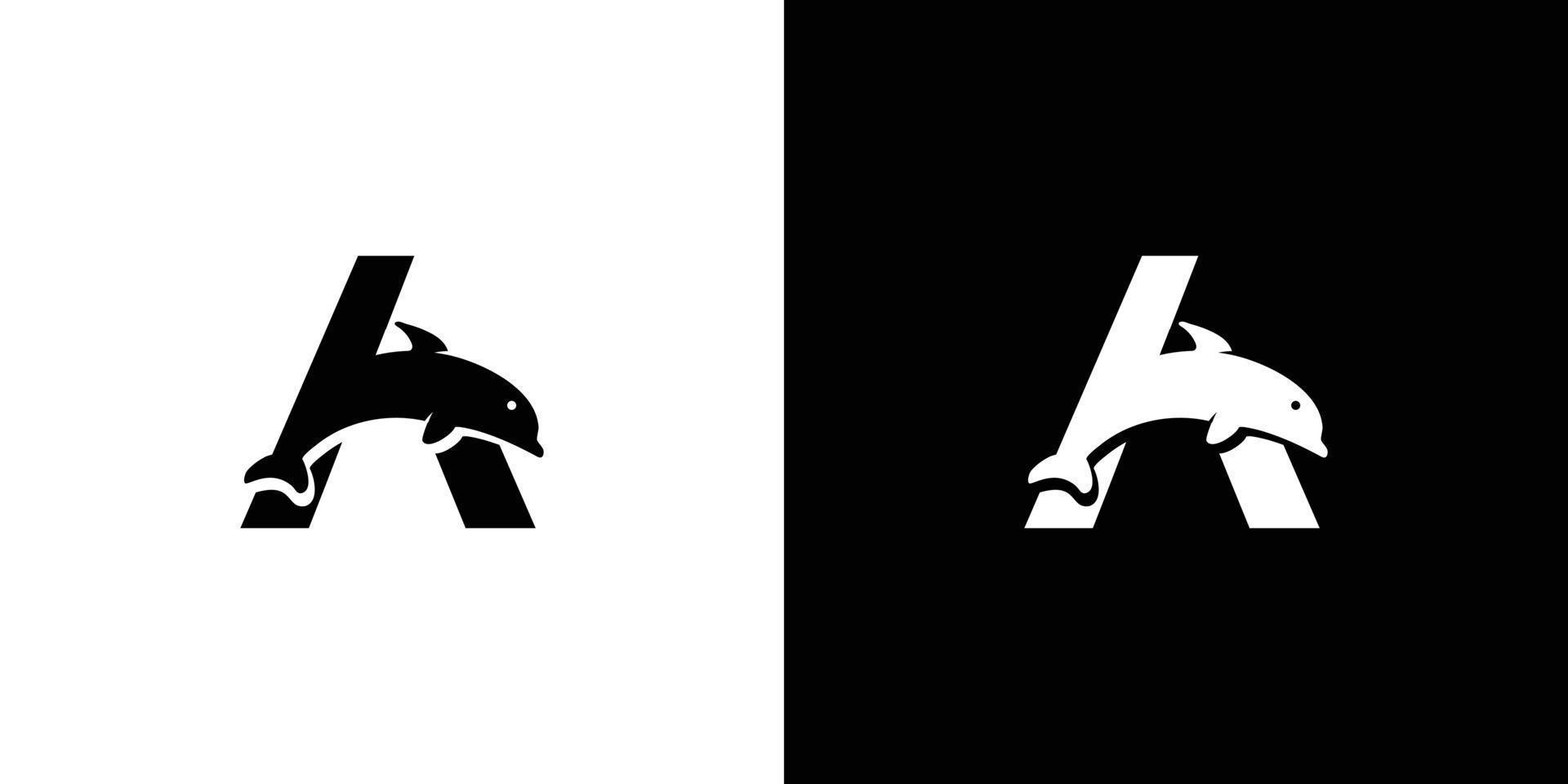 Dolphin logo design combination of the letter A modern and unique vector