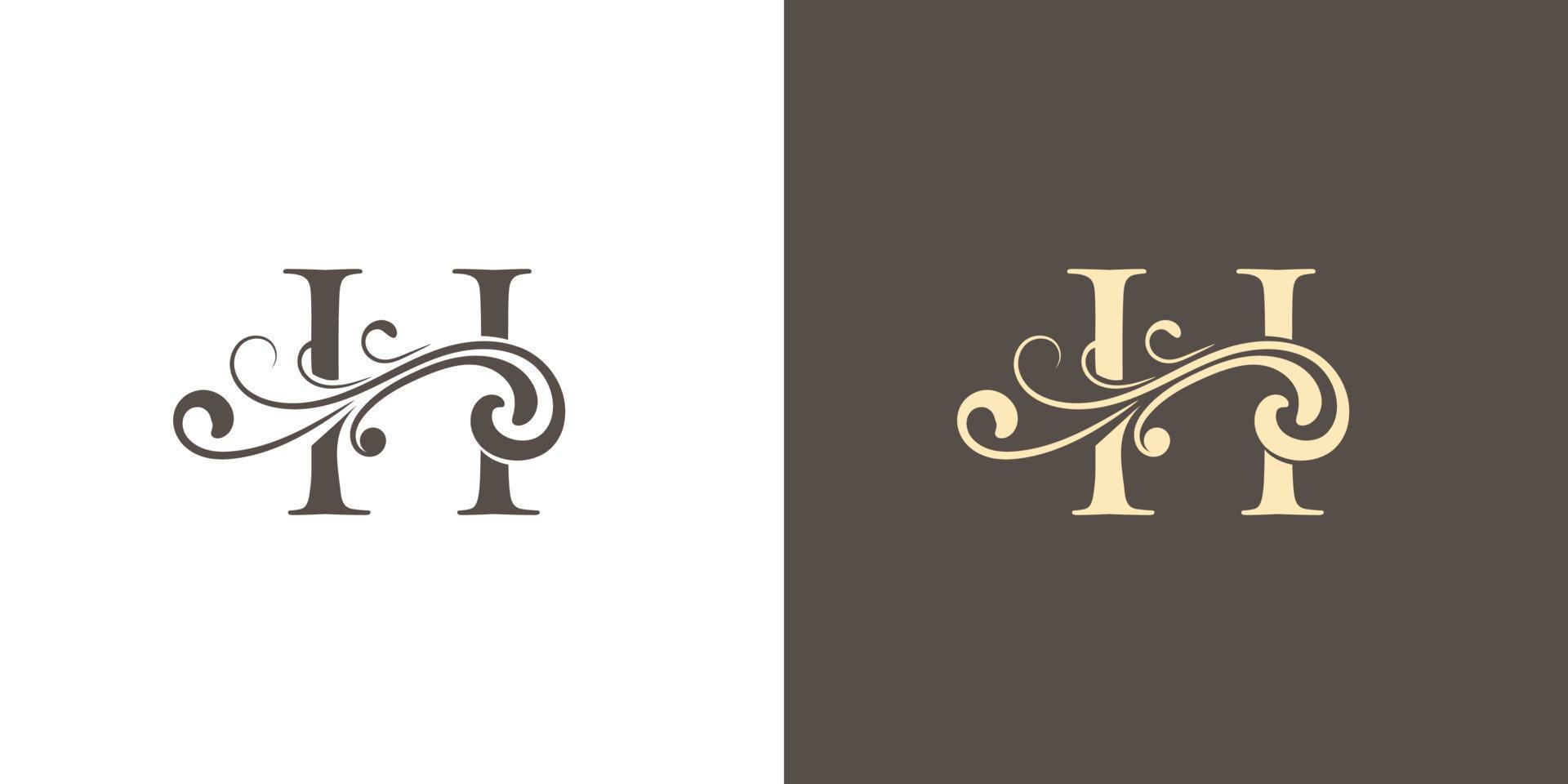 Luxury and elegant letter H initials text logo design vector