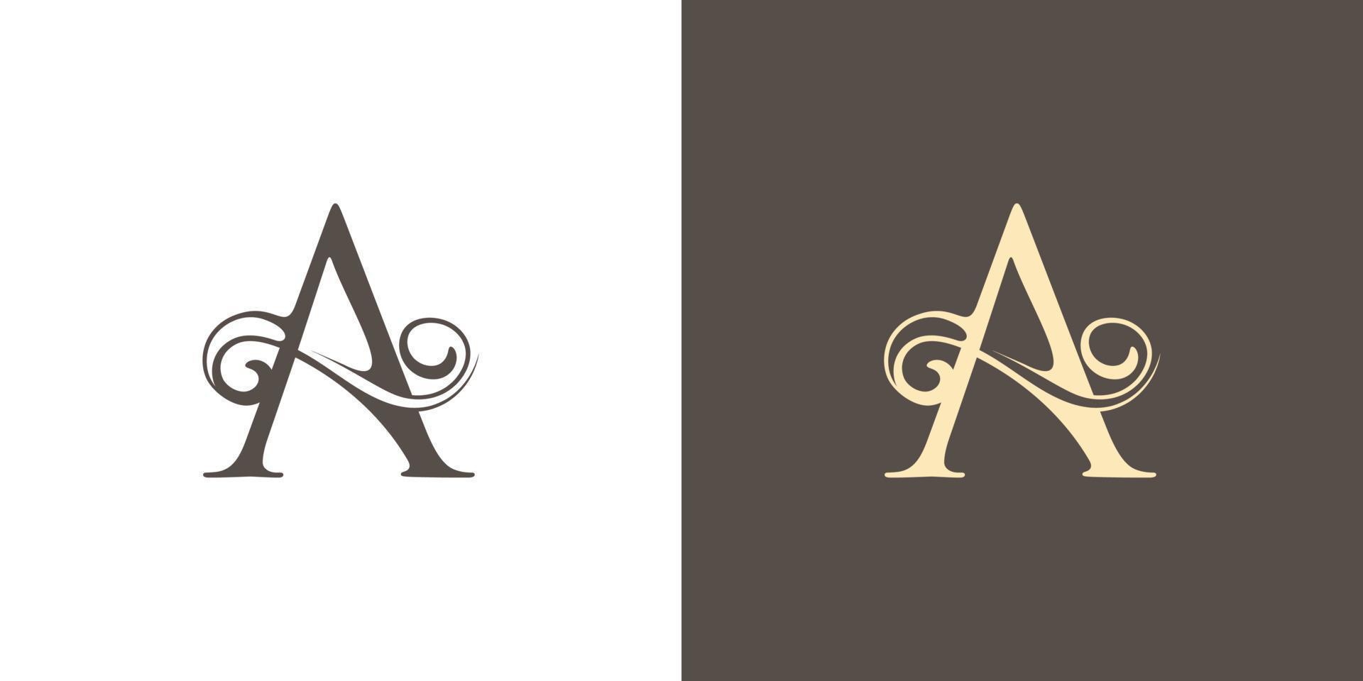 Luxury and elegant letter A initials text logo design vector