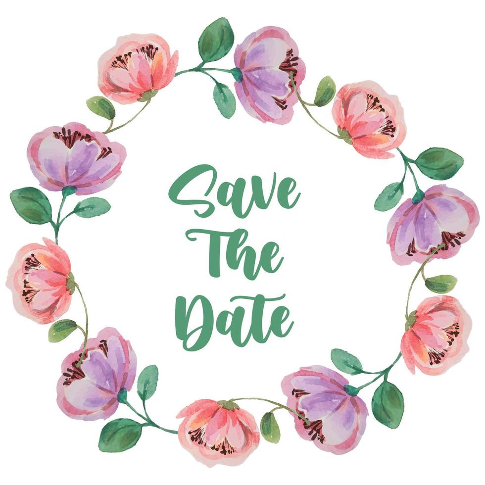 watercolor flower frame template vector