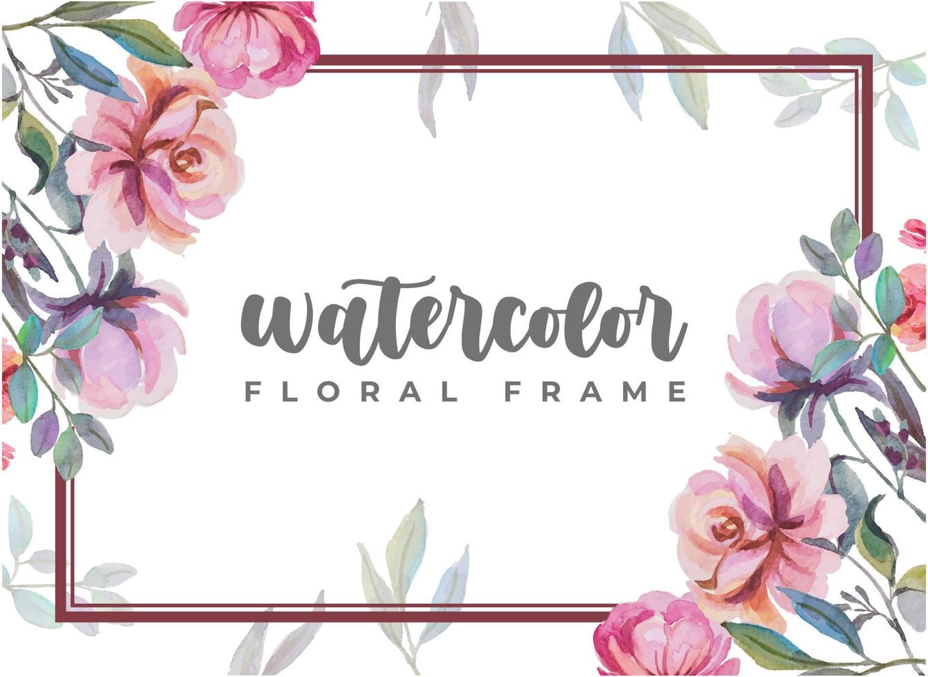 watercolor flower frame template vector