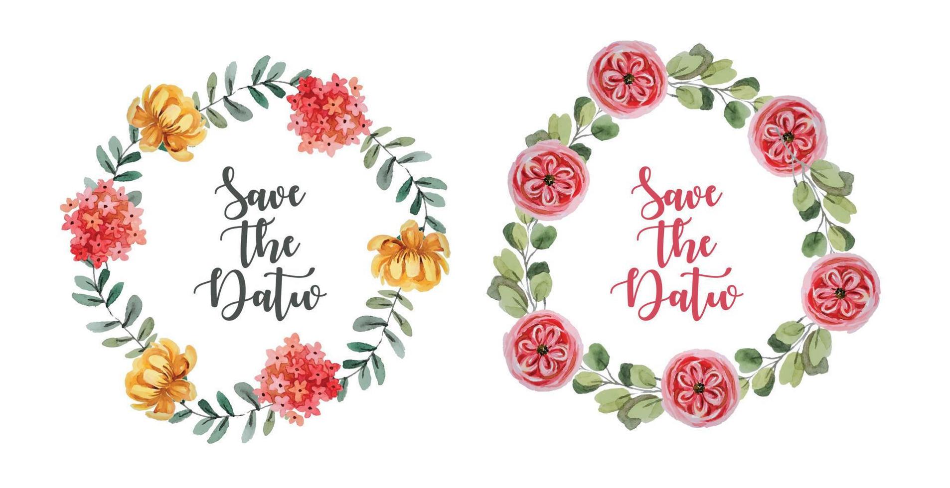 watercolor flower frame template vector