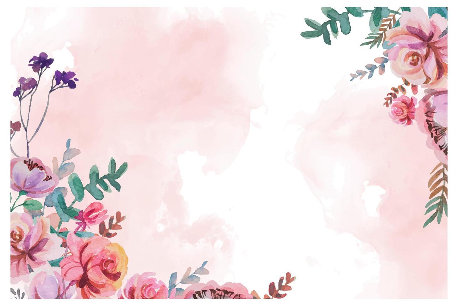 watercolor flower background frame vector
