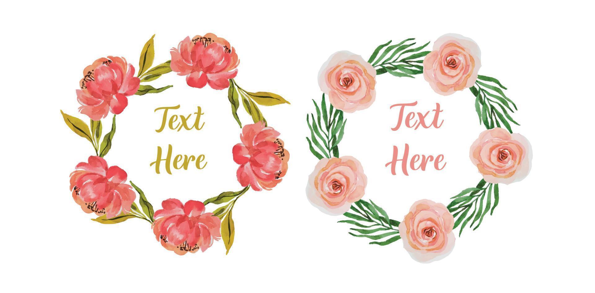 watercolor flower frame template vector