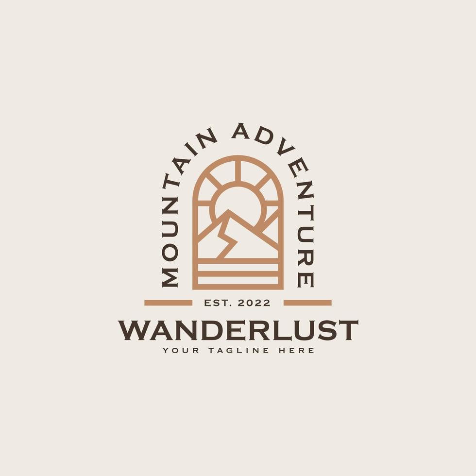 Mountain Adventure and Outdoor Vintage Logo Template. Badge or Emblem Style. Vector Illustration