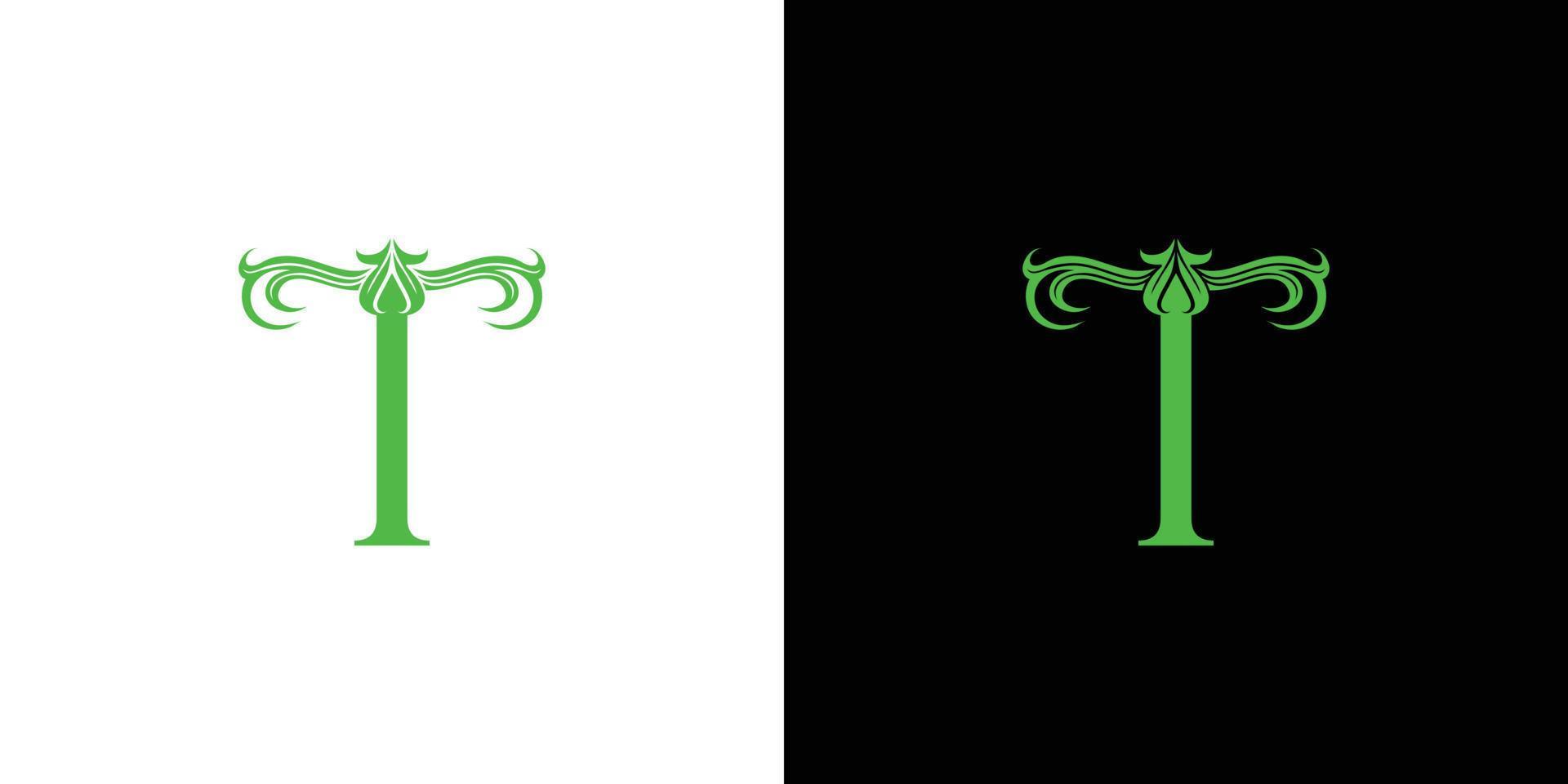 Modern and natural letter T initials logo design vector