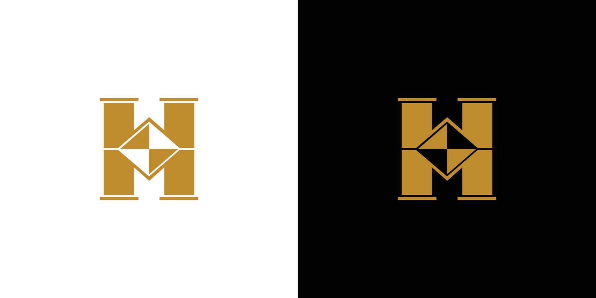 el diseño del logo de rubí con h inicial es moderno y lujoso vector