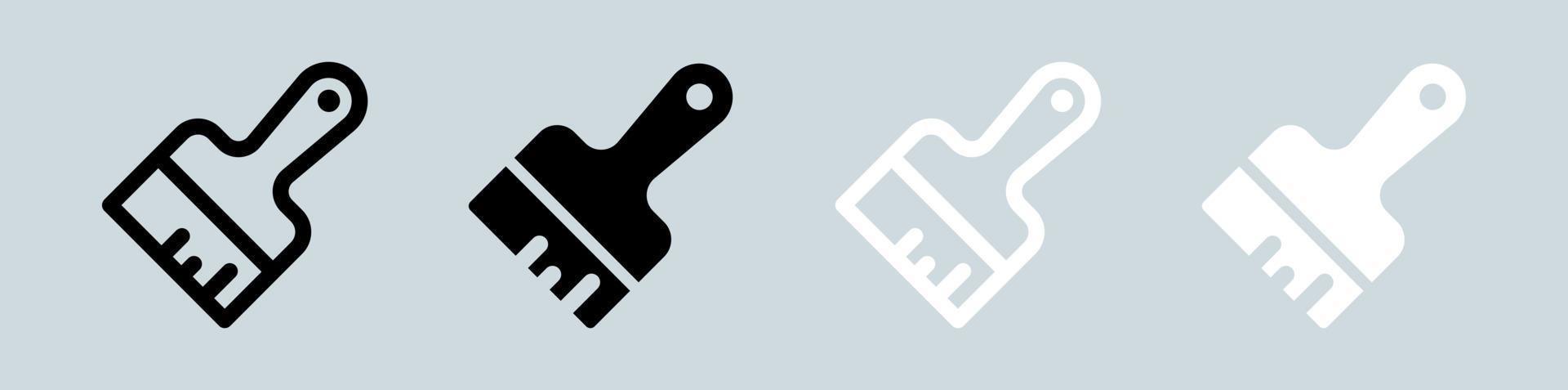 Brush icon set in black and white. Paintbrush signs vector illustration.