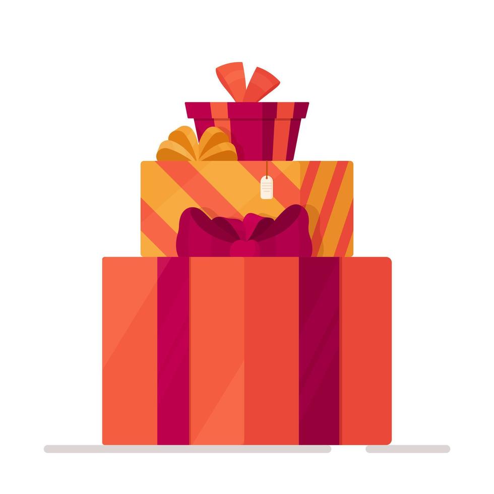 Vector illustration of a set of gifts on a white background.