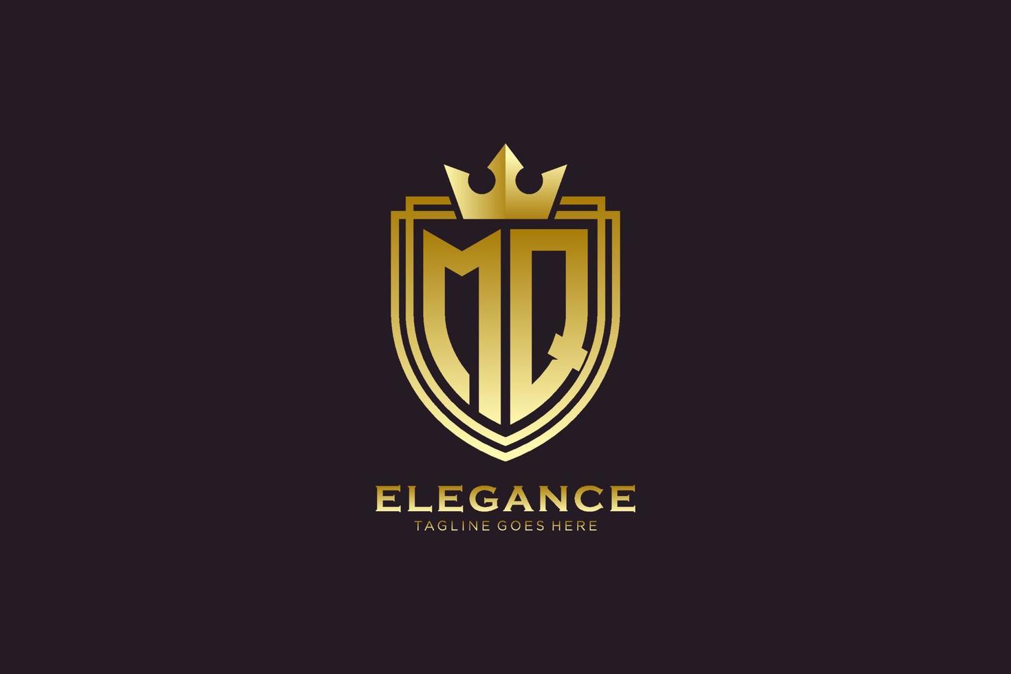 initial MQ elegant luxury monogram logo or badge template with scrolls and royal crown - perfect for luxurious branding projects vector