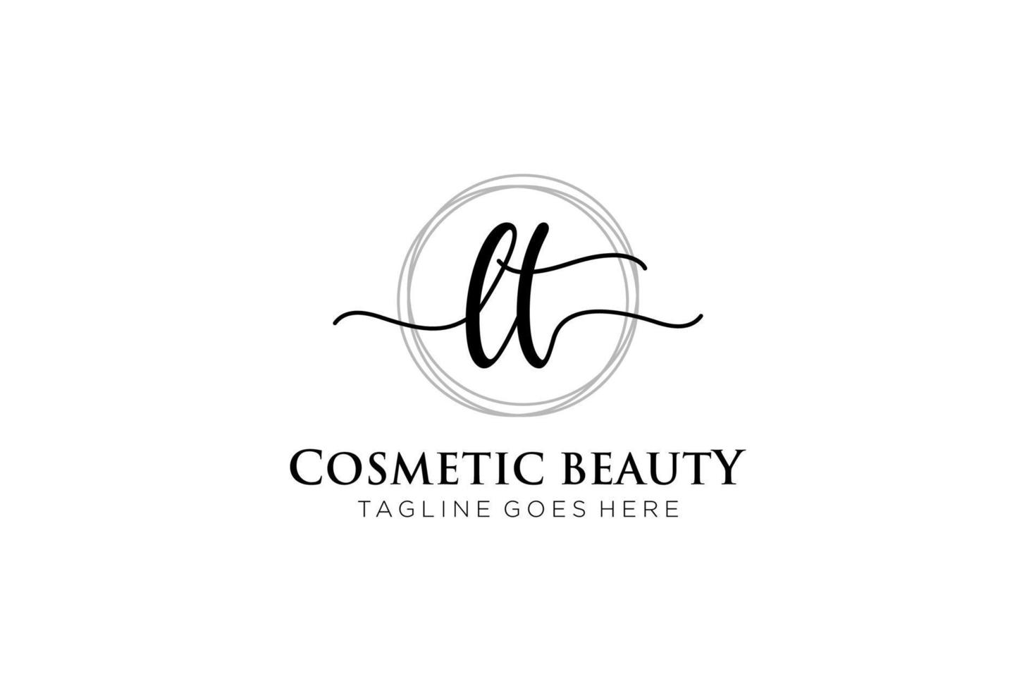 initial LT Feminine logo beauty monogram and elegant logo design, handwriting logo of initial signature, wedding, fashion, floral and botanical with creative template. vector