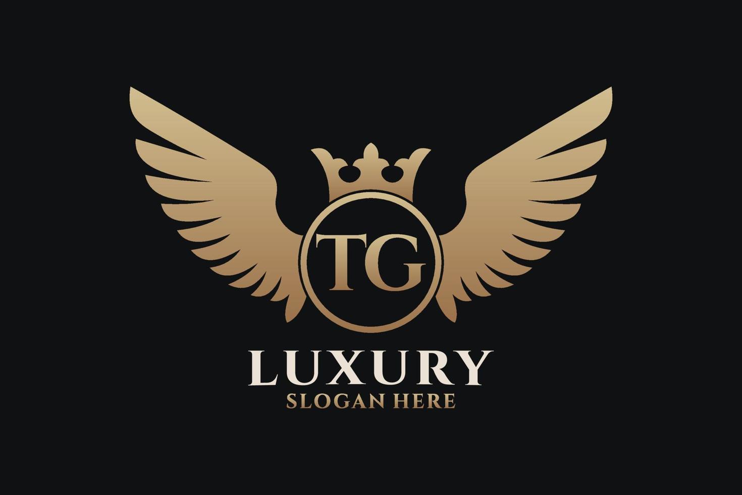 Luxury royal wing Letter TG crest Gold color Logo vector, Victory logo, crest logo, wing logo, vector logo template.