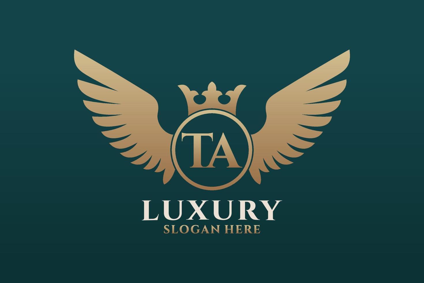 Luxury royal wing Letter TA crest Gold color Logo vector, Victory logo, crest logo, wing logo, vector logo template.