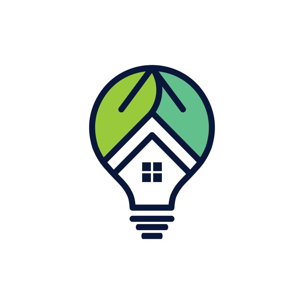 bulbo hogar hoja naturaleza simple logo vector
