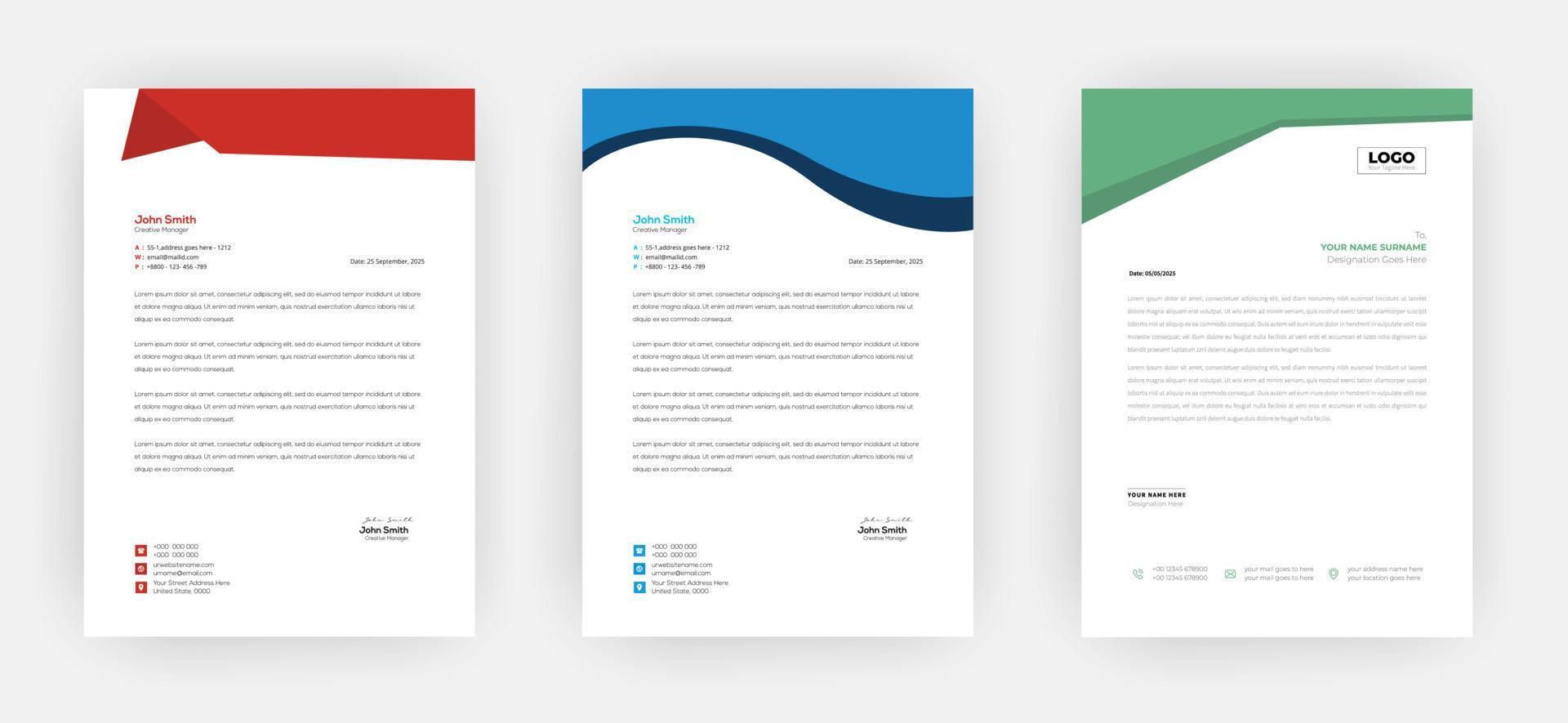 Creative letterhead , Elegant and minimalist style letterhead template design,A4 sizes vector