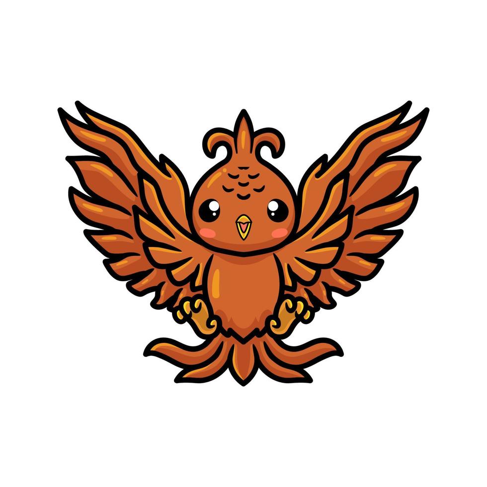 Cute little phoenix cartoon flying vector