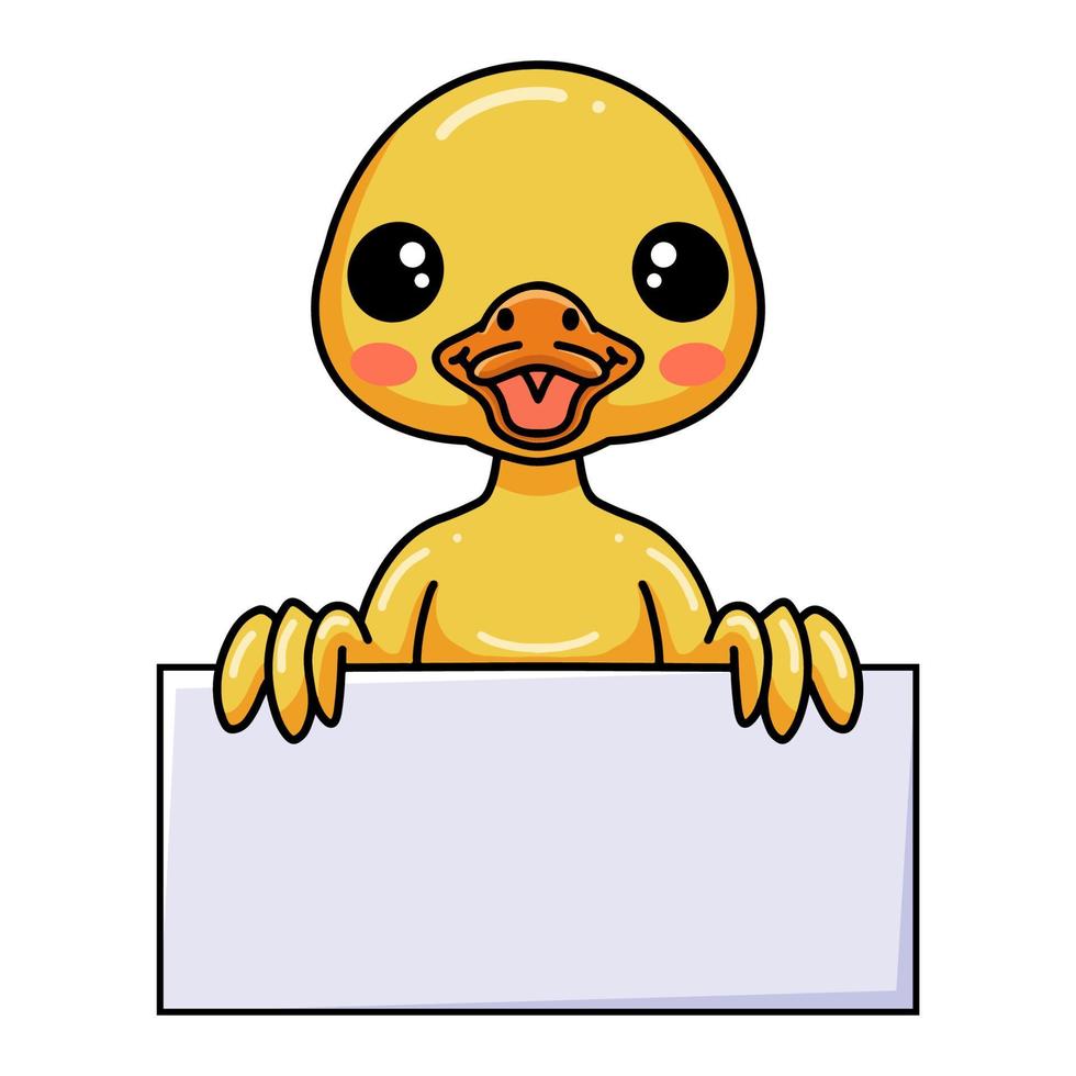 Cute little duck cartoon with blank sign vector