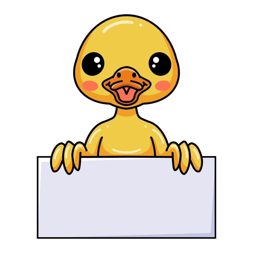 Cute little duck cartoon with blank sign vector