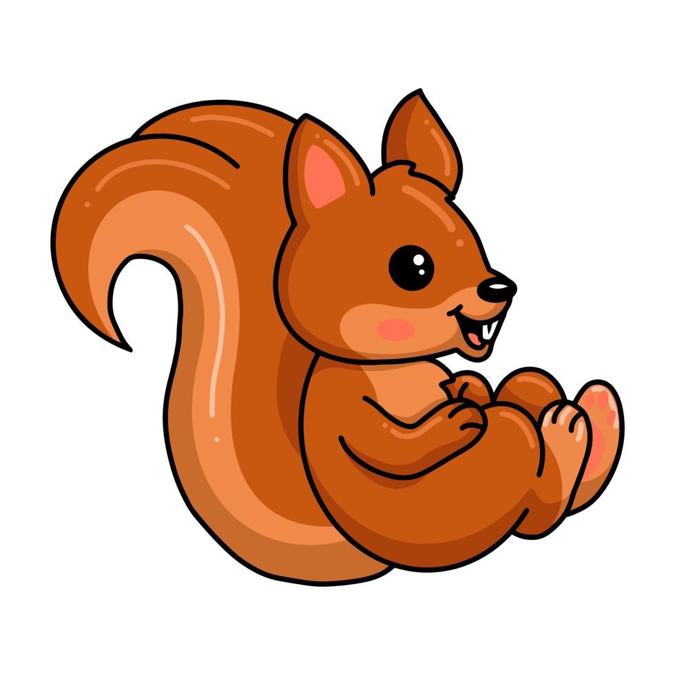 Cute little squirrel cartoon posing vector