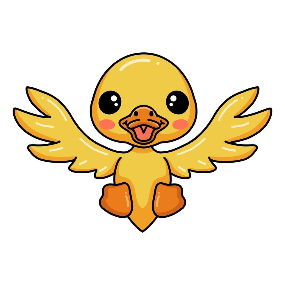 Cute little duck cartoon posing vector