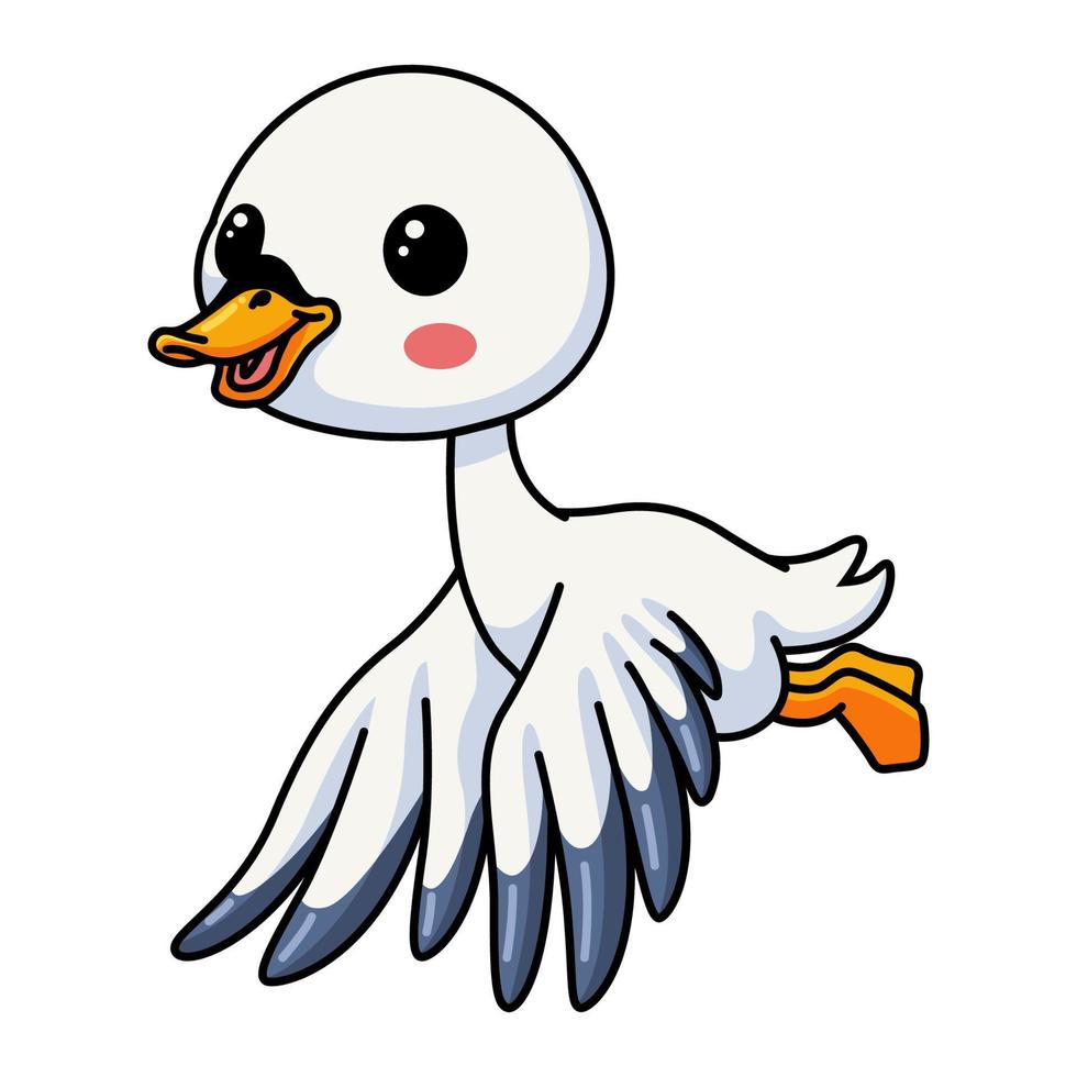 Cute little goose cartoon flying vector