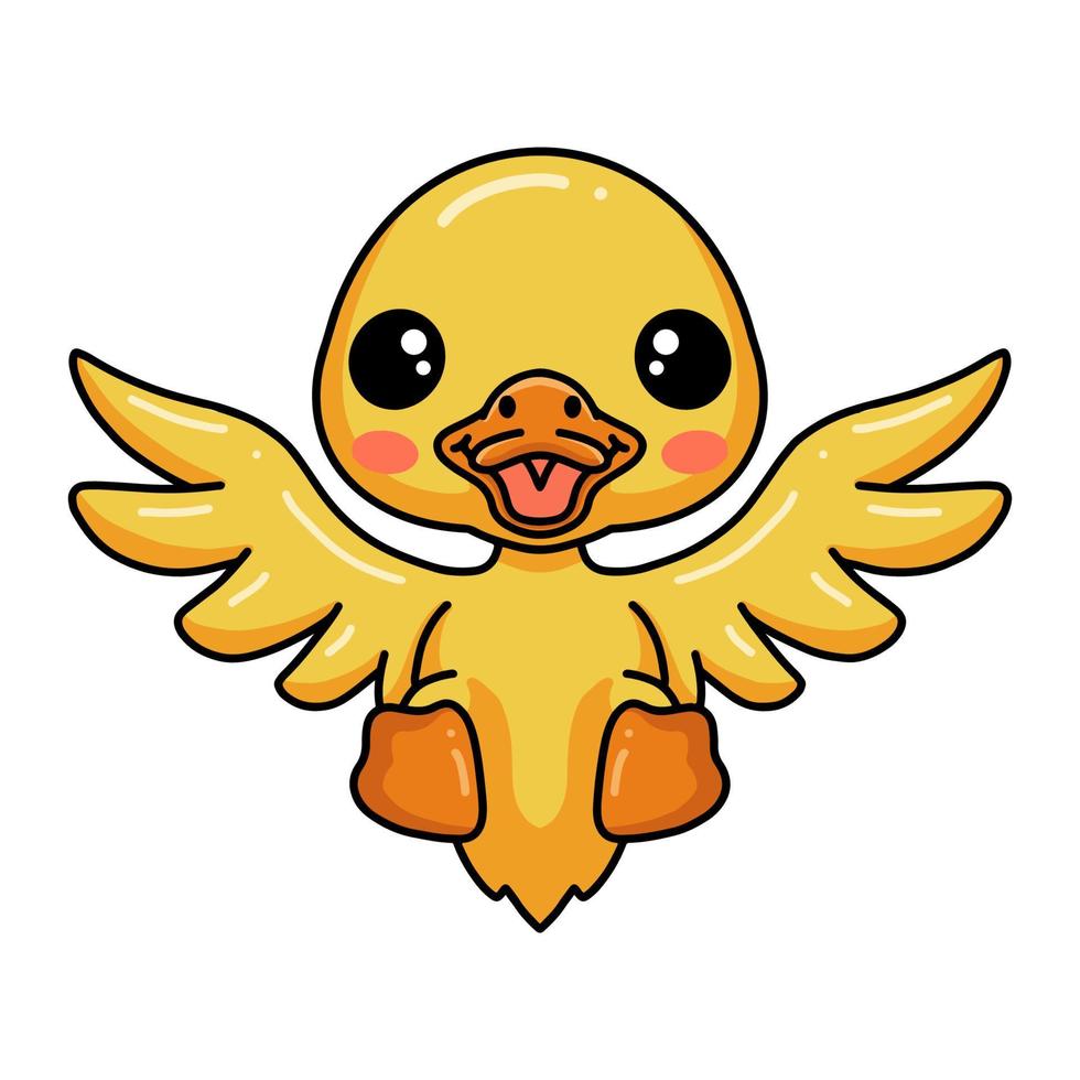 Cute little duck cartoon posing vector