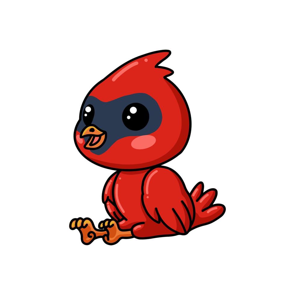 Cute baby cardinal bird cartoon sitting vector