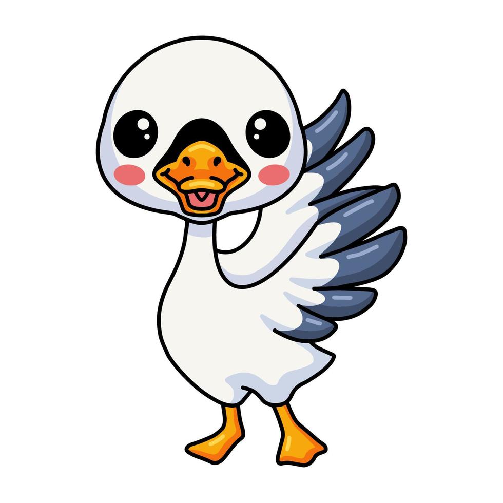 Cute little goose cartoon standing vector