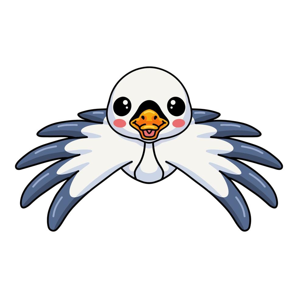 Cute little goose cartoon flying vector