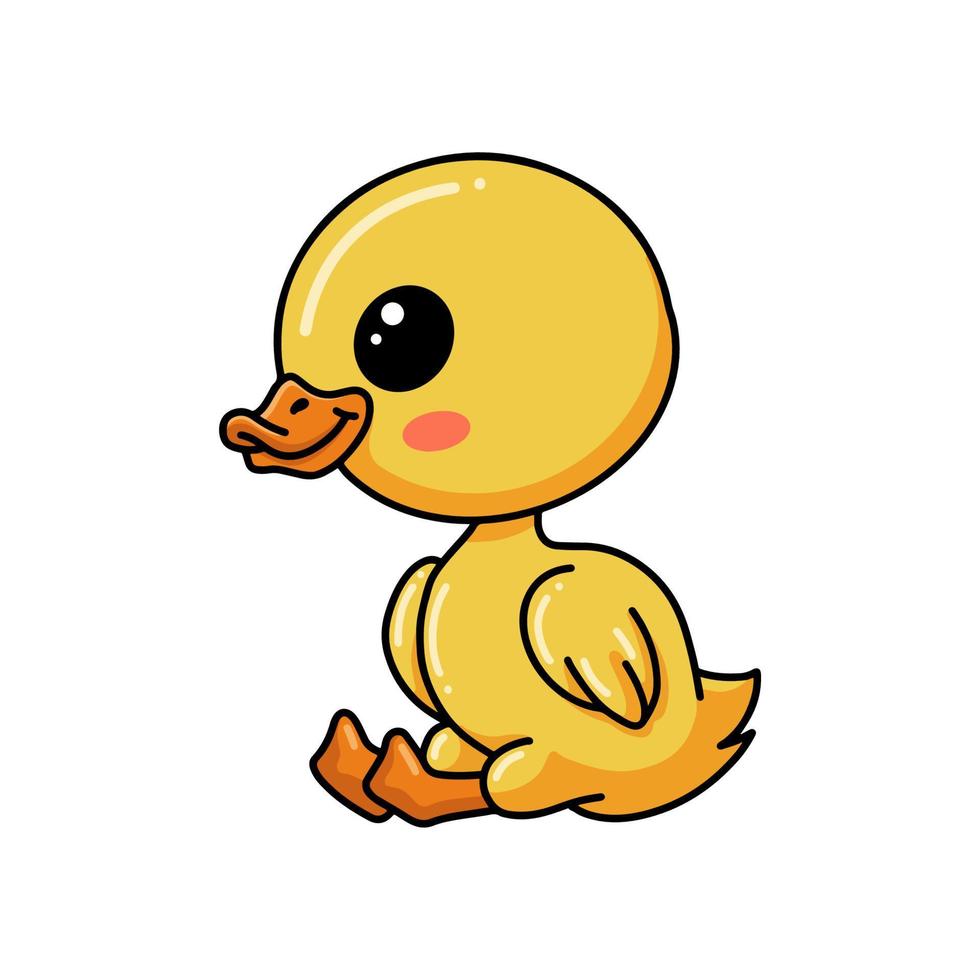 Cute little duck cartoon sitting vector